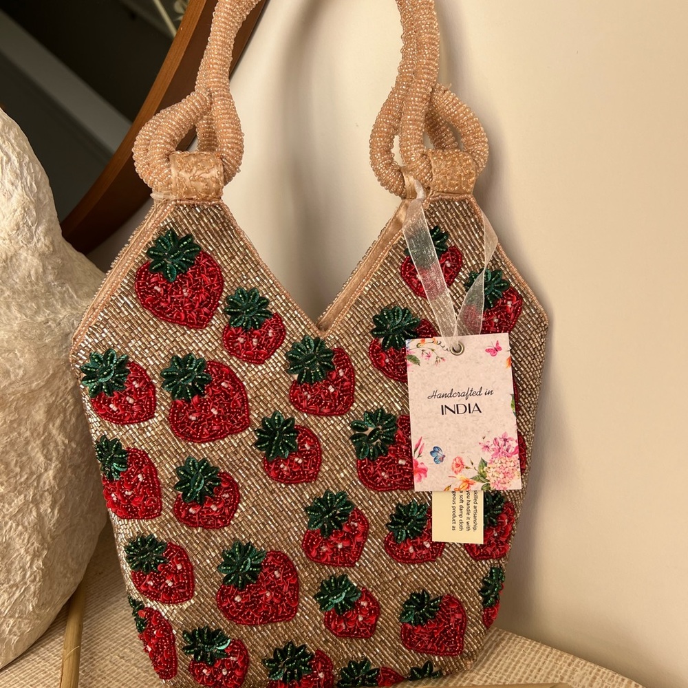 Viral Strawberry Beaded Bag, NWT